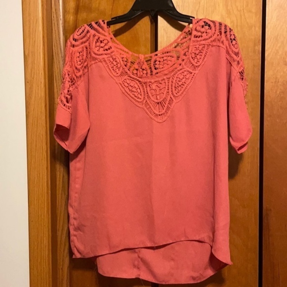 Orange short sleeve work top 066 - Picture 2 of 3